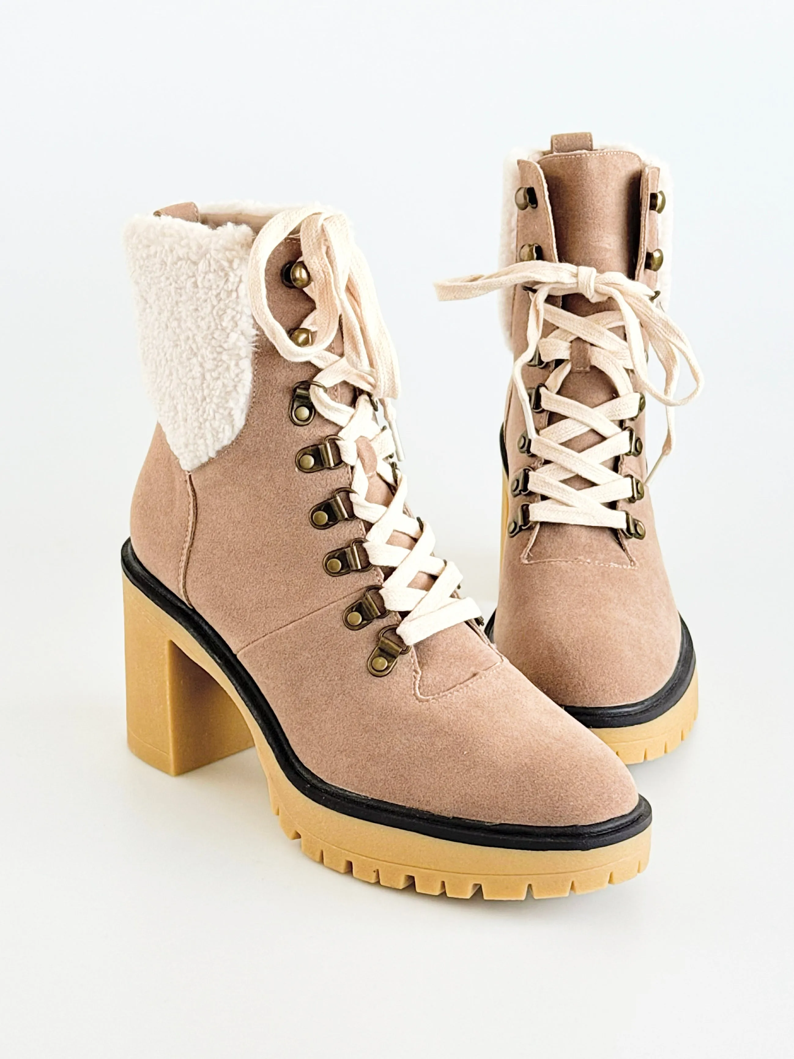 Alpine Heeled Boots - Khaki