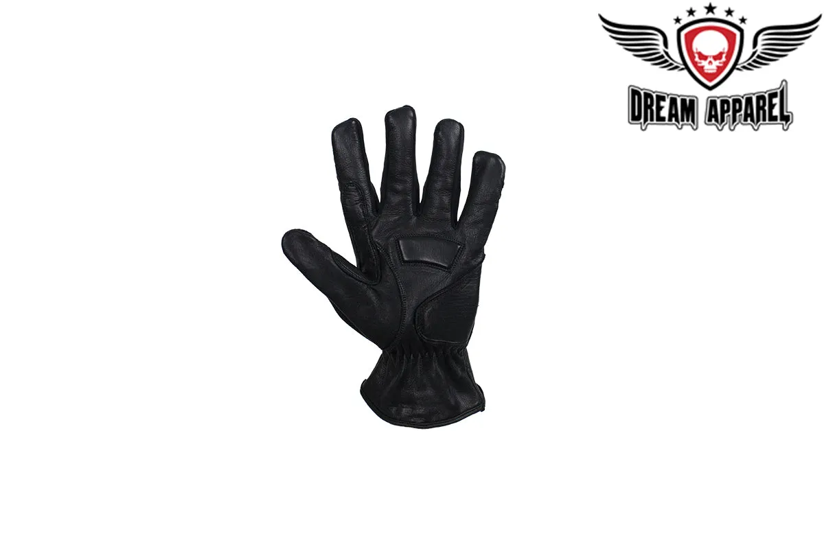 Black Leather Riding Gloves