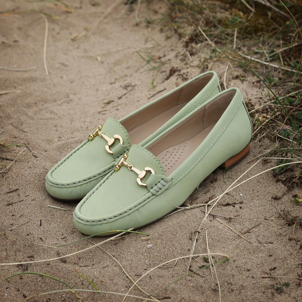 Elevate your Sole 25836 Sunflower Ladies Lime Nubuck Leather Loafers