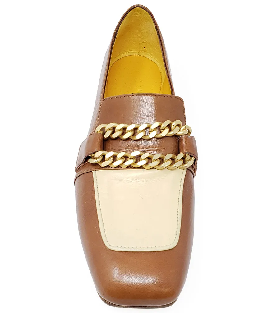 Flat Loafer Tan/Cream