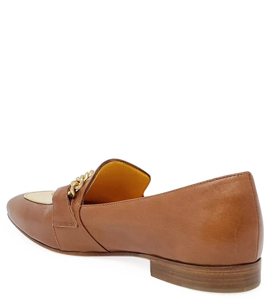 Flat Loafer Tan/Cream