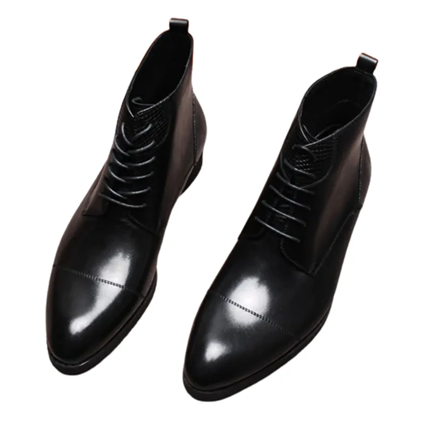 Funki Buys | Boots | Men's High-Top Leather Derby Dress Boots