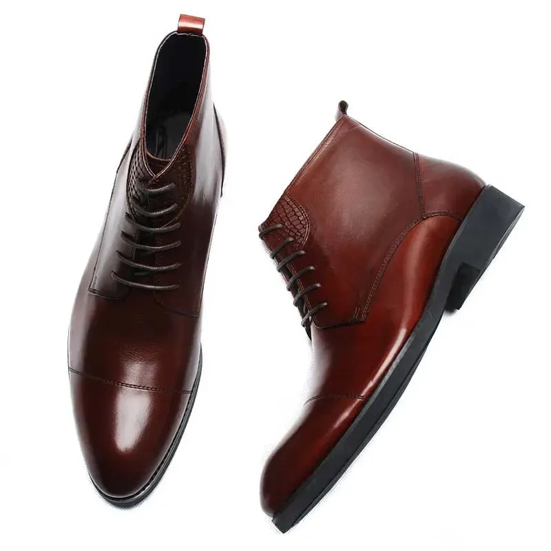 Funki Buys | Boots | Men's High-Top Leather Derby Dress Boots