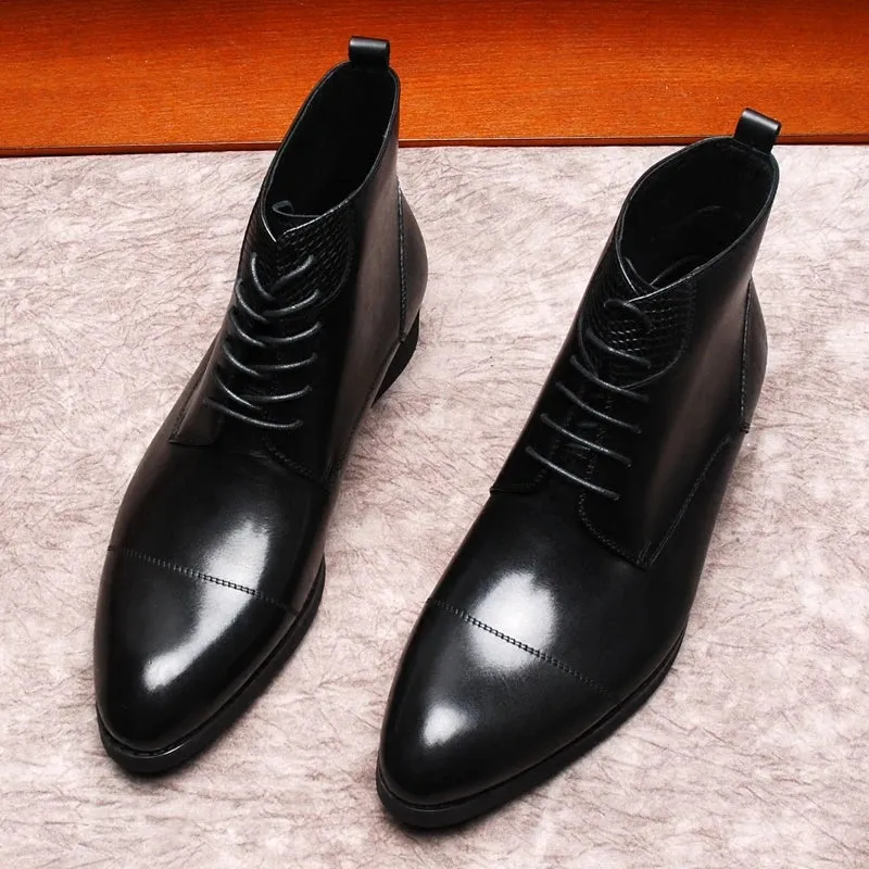 Funki Buys | Boots | Men's High-Top Leather Derby Dress Boots