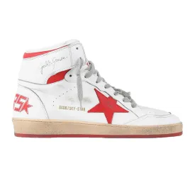 Golden Goose Red Sky-Star High-Top Sneakers in White