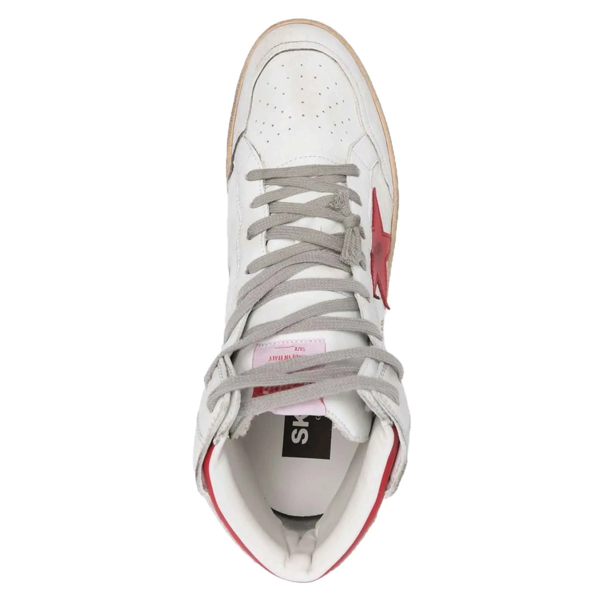 Golden Goose Red Sky-Star High-Top Sneakers in White