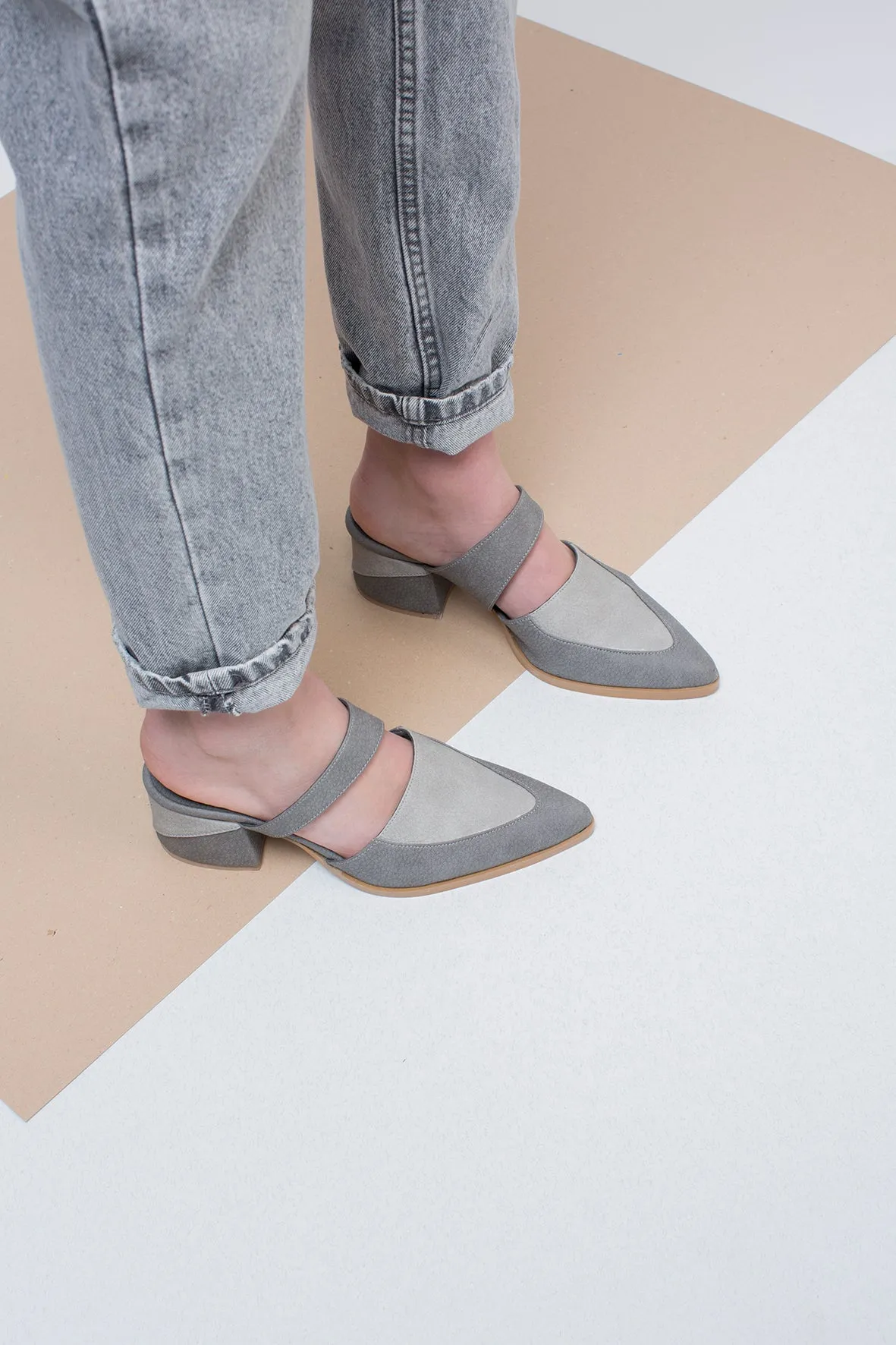 Gray Bermuda - Vegan Mules