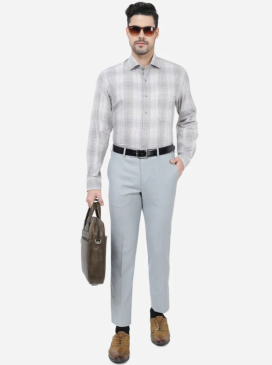 Grey Checked Regular Fit Formal Shirt | JadeBlue