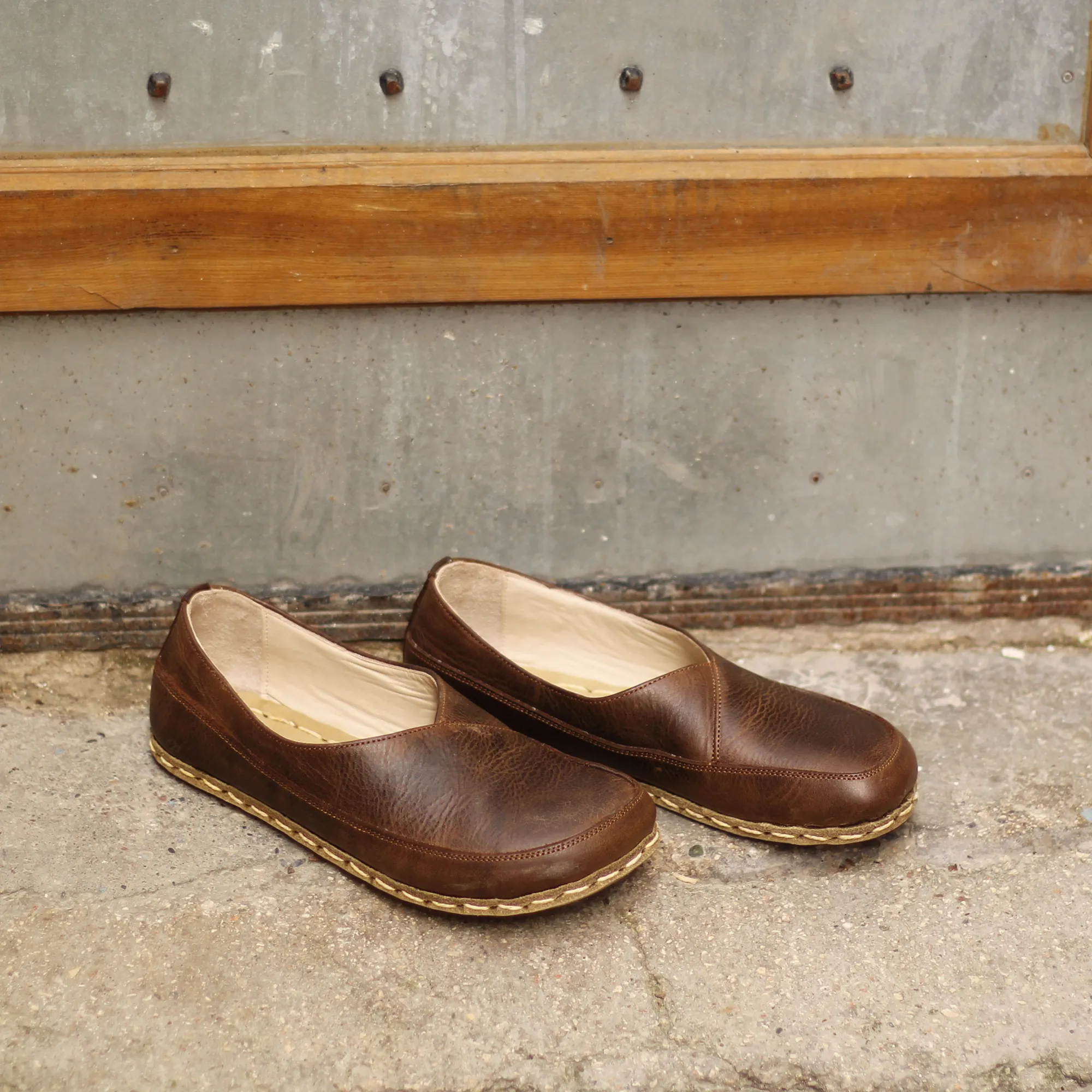 Handmade Barefoot Loafers for Women Crazy Classic Brown