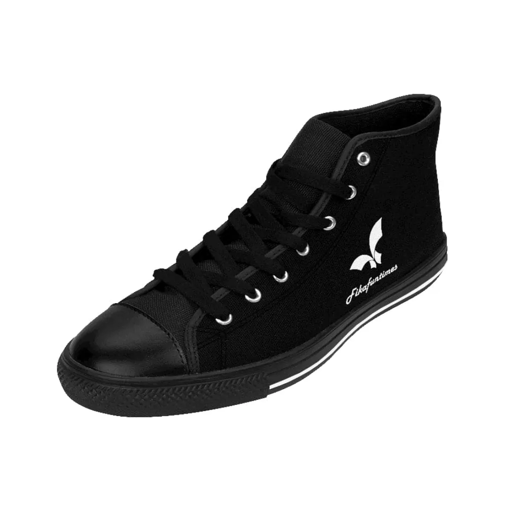 High Top Breathable Canvas Lace-Up Fikafuntimes Logo Print Sneakers