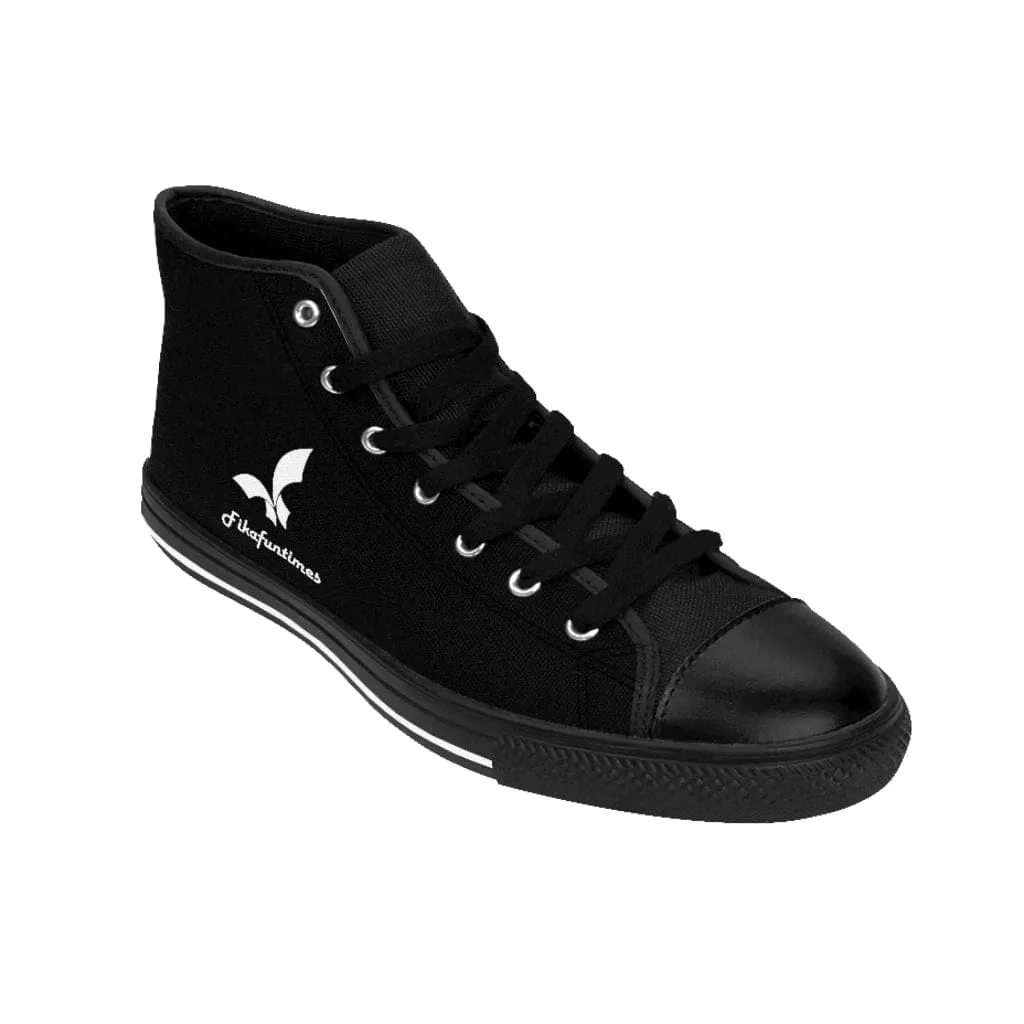 High Top Breathable Canvas Lace-Up Fikafuntimes Logo Print Sneakers