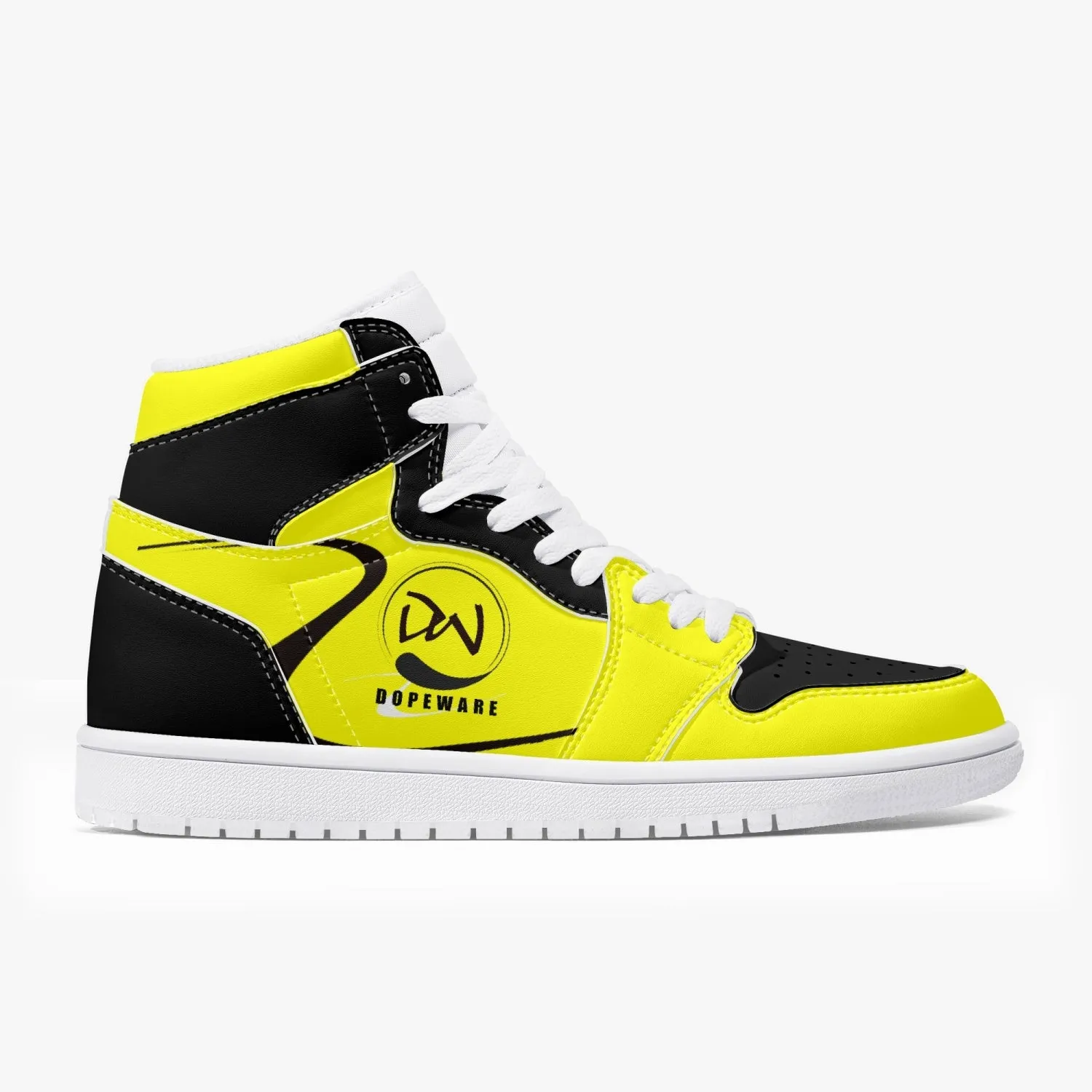 High-Top Leather Sneakers - Yellow and Black