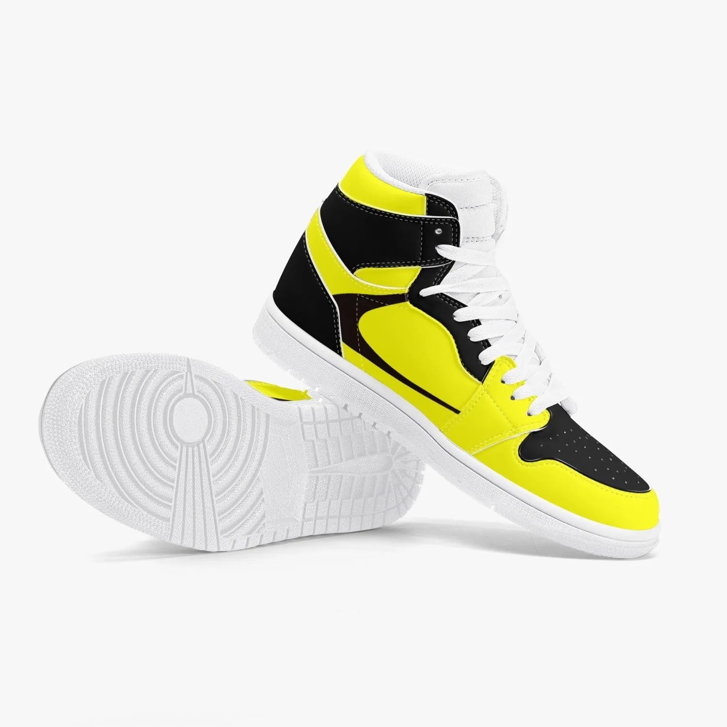 High-Top Leather Sneakers - Yellow and Black