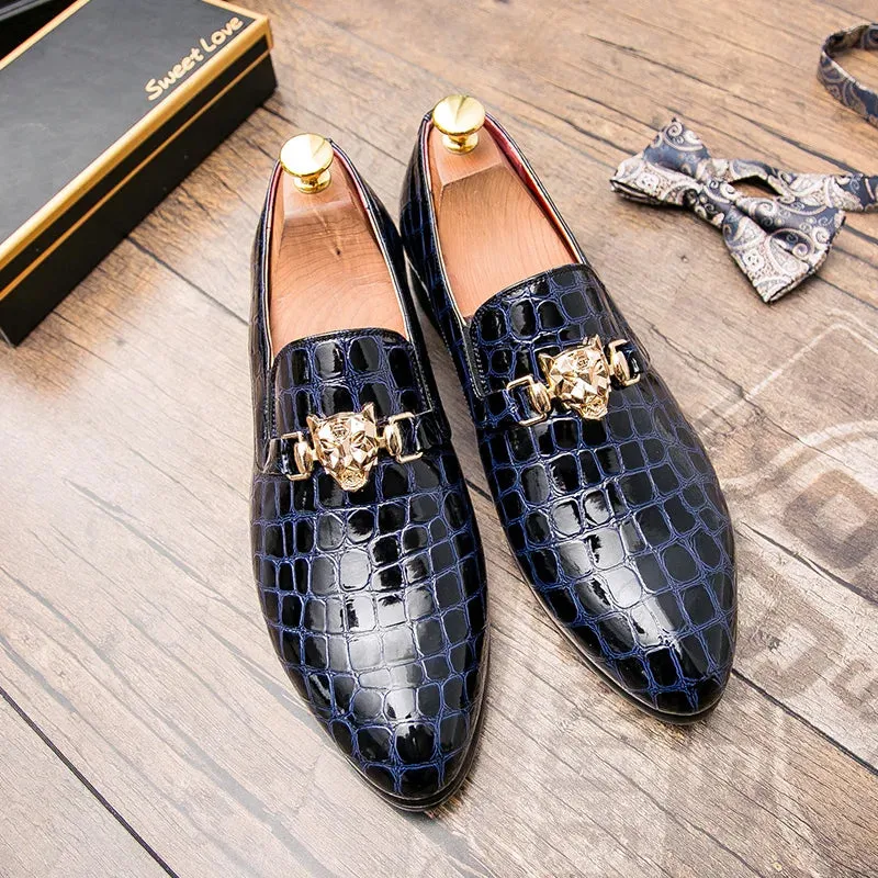 Hnzxzm Black Men's Leather Shoes Designer Loafers Pointed Toe Brogues Business Men's Formal Wear Brand Shoes High Quality Men's Shoes