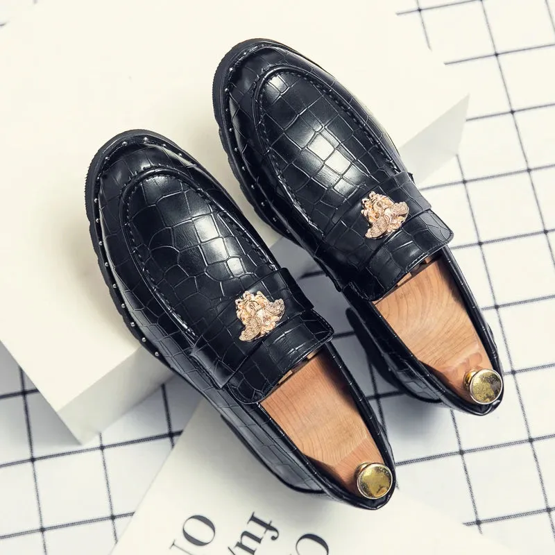 Hnzxzm Black Men's Leather Shoes Designer Loafers Pointed Toe Brogues Business Men's Formal Wear Brand Shoes High Quality Men's Shoes