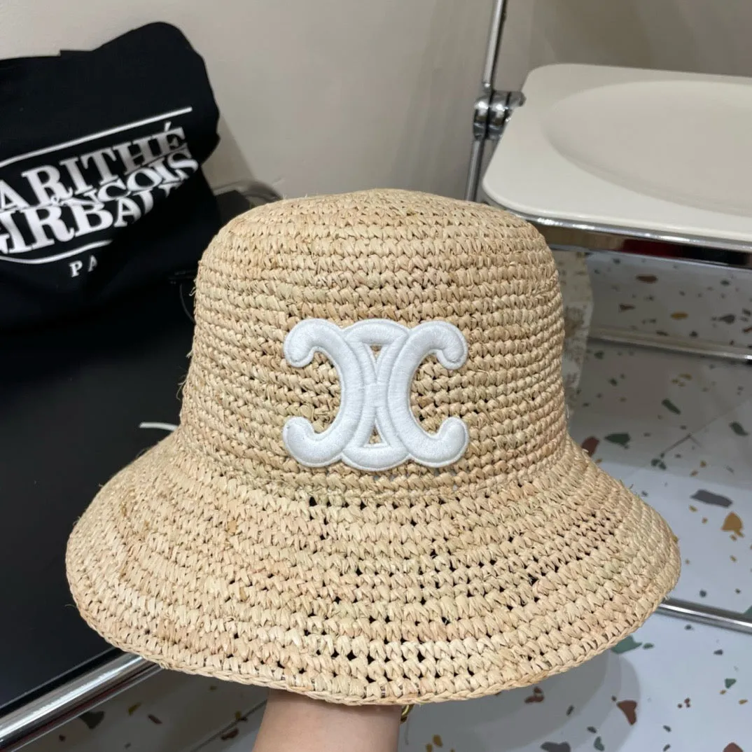 JW895 Celine Triomphe Bucket Hat in Raffia