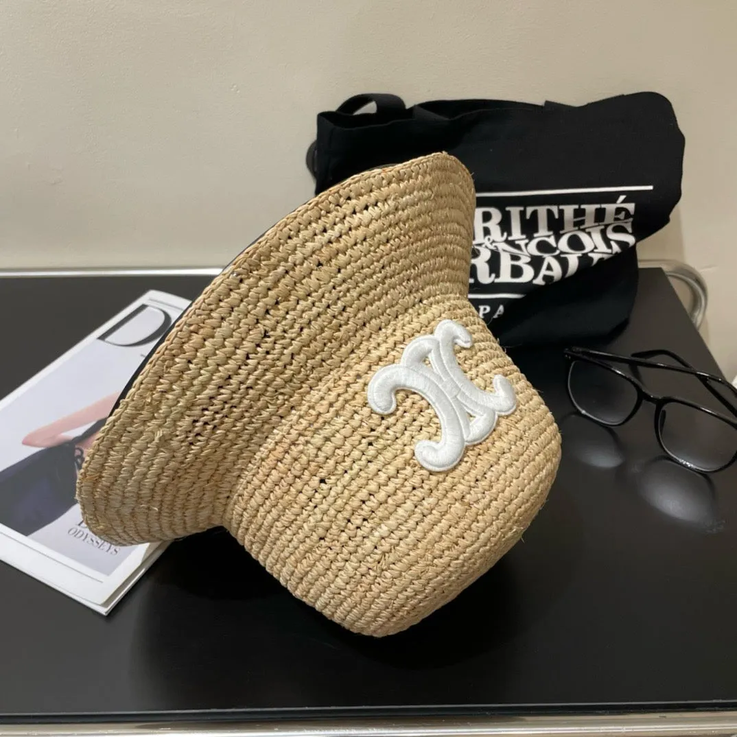 JW895 Celine Triomphe Bucket Hat in Raffia