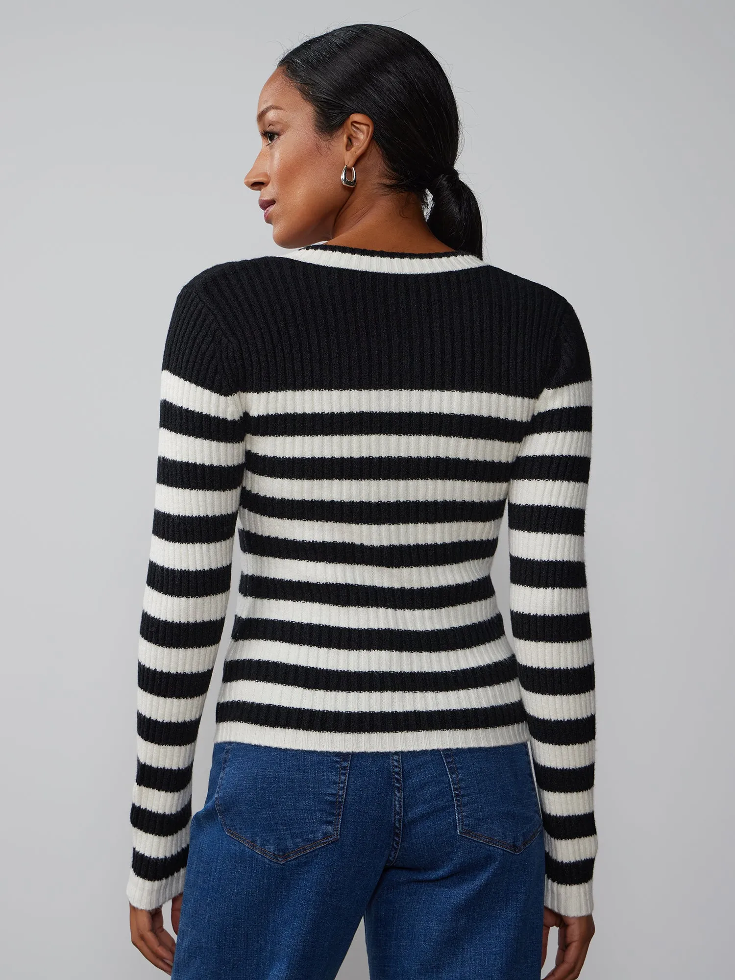 Long Sleeve Quarter Zip Stripe Sweater