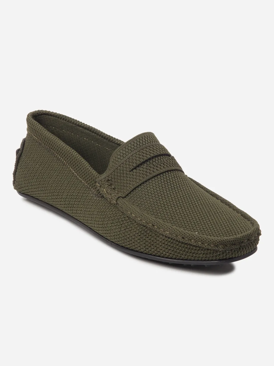 Men's Olive Moc Toe Suede Finish Casual Loafer (IX4109)