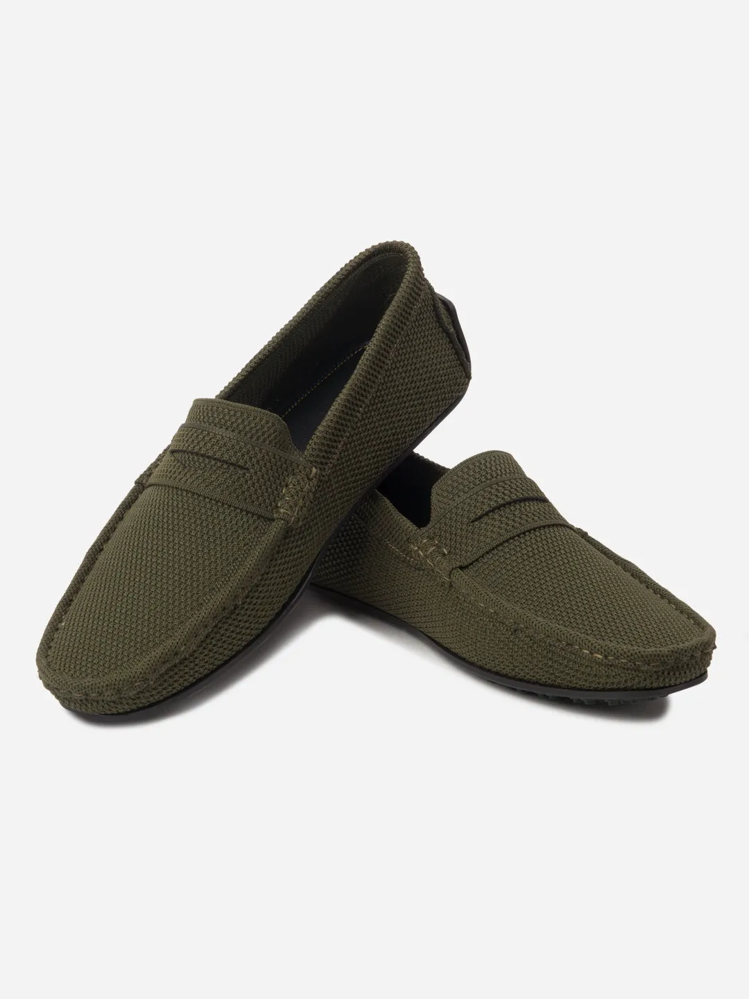 Men's Olive Moc Toe Suede Finish Casual Loafer (IX4109)