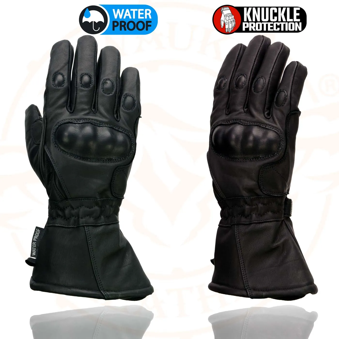 Milwaukee Leather Men's Black Leather Gauntlet Motorcycle Hand