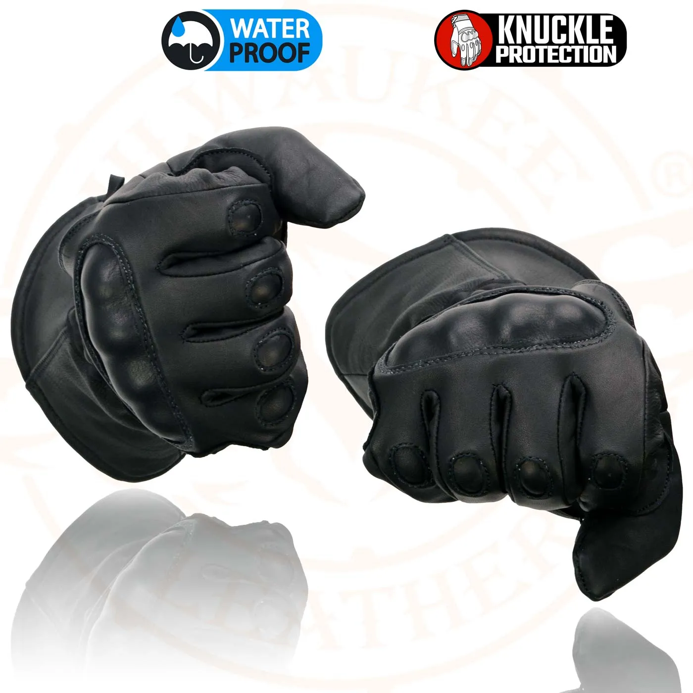 Milwaukee Leather Men's Black Leather Gauntlet Motorcycle Hand