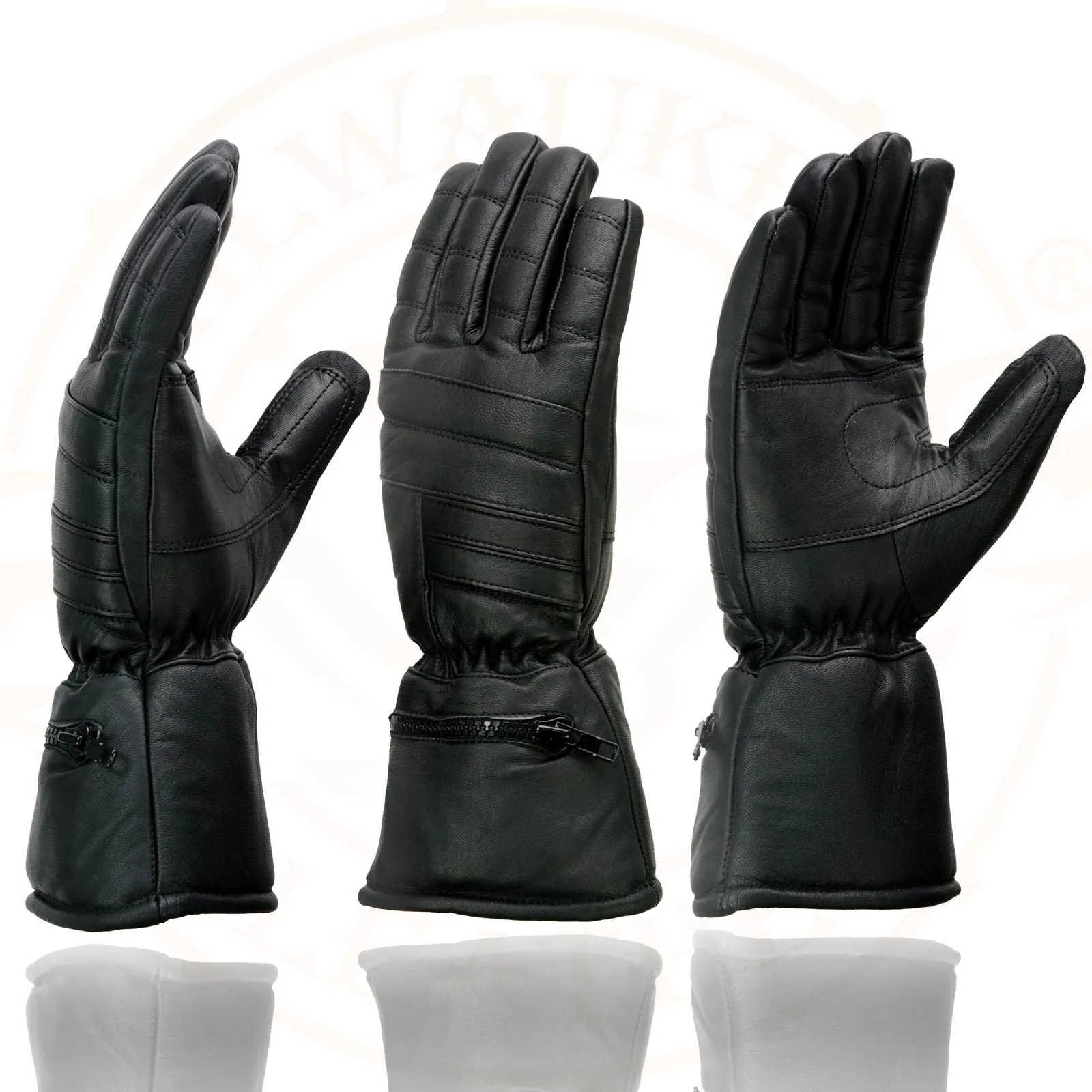 Milwaukee Leather SH230 Men's Black Leather Warm Lining Gauntlet