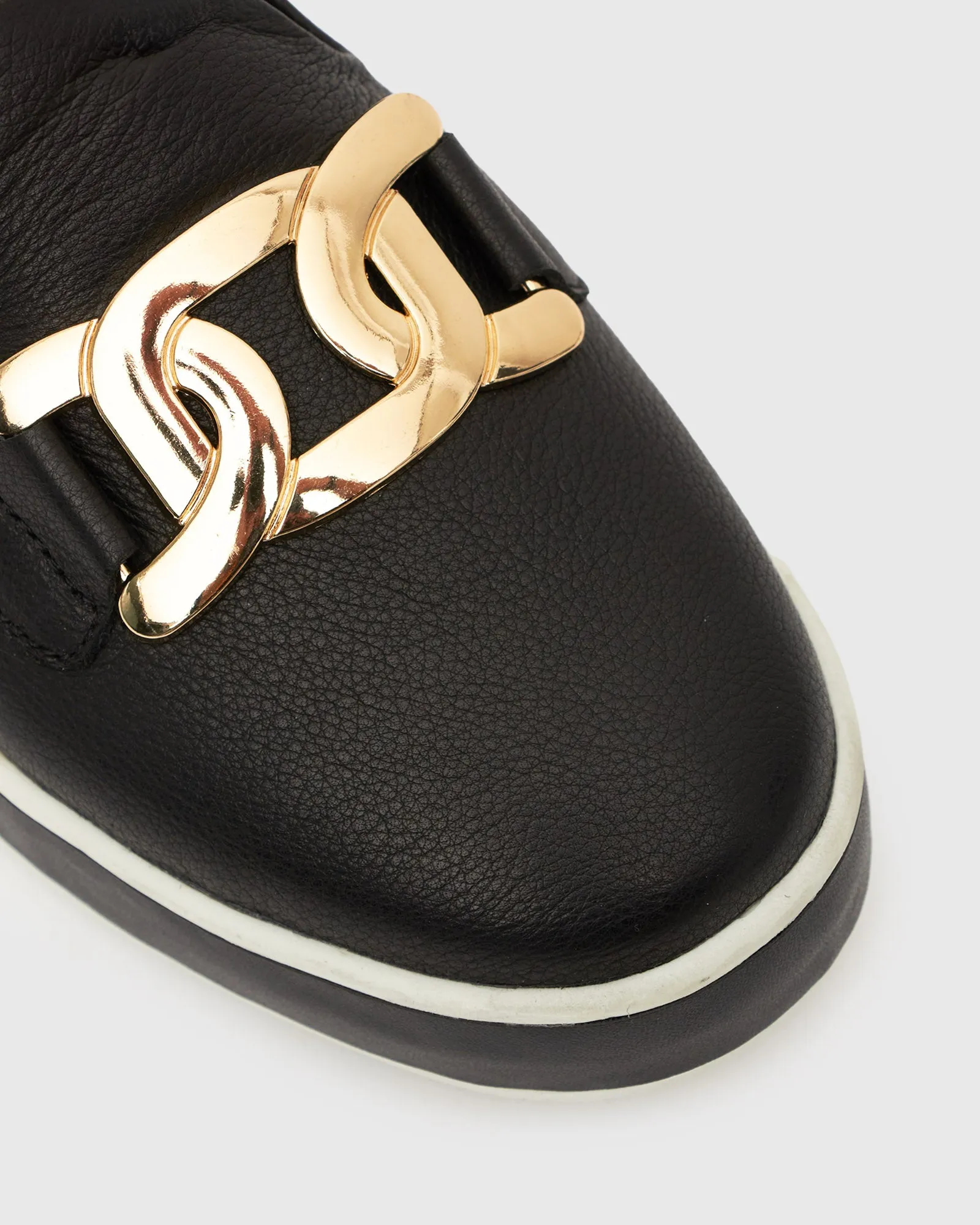 NED Gold Trim Leather Loafers