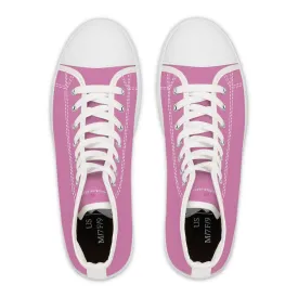 Pink Ladies' High Tops, Solid Color Best Women's High Top Sneakers Canvas Tennis Shoes