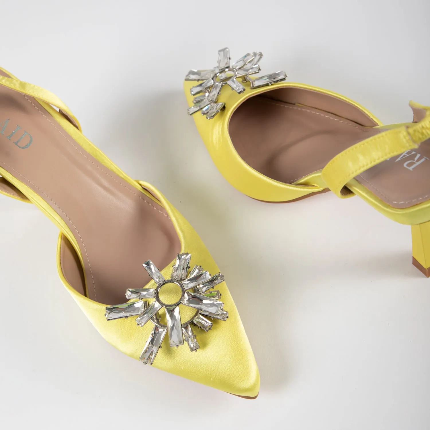 RAID Aisha Slingback Heeled Pump In Yellow