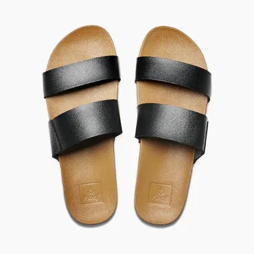 Reef Cushion Vista Slide Sandal Black Natural Women's