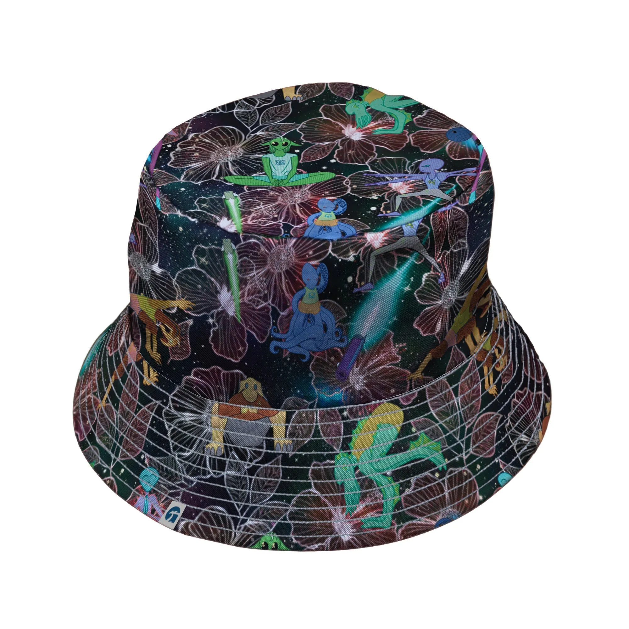 Space Alien Yoga Red Bucket Hat