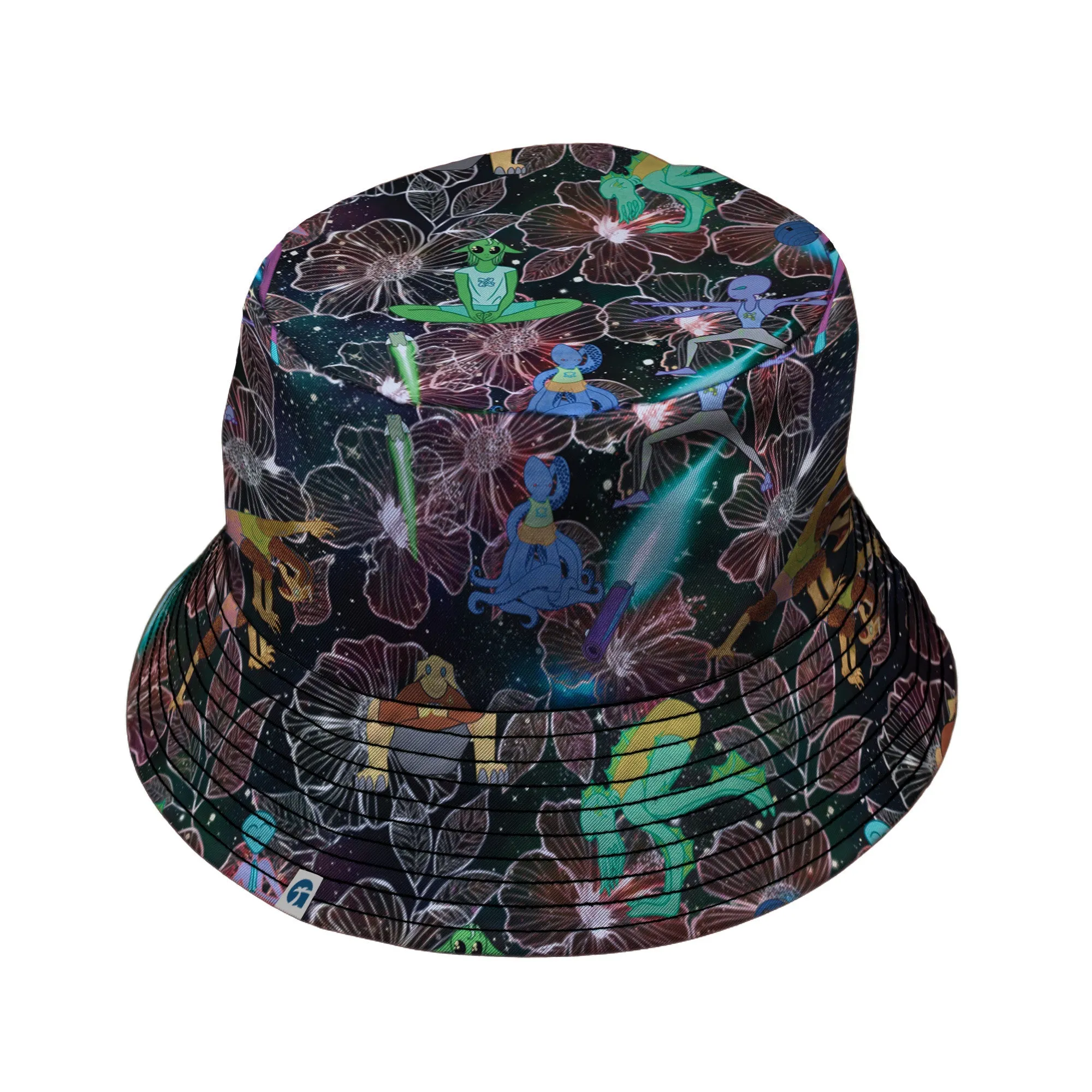 Space Alien Yoga Red Bucket Hat