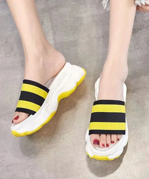 Stylish Soft Comfy Splicing Platform Yellow Slide Sandals