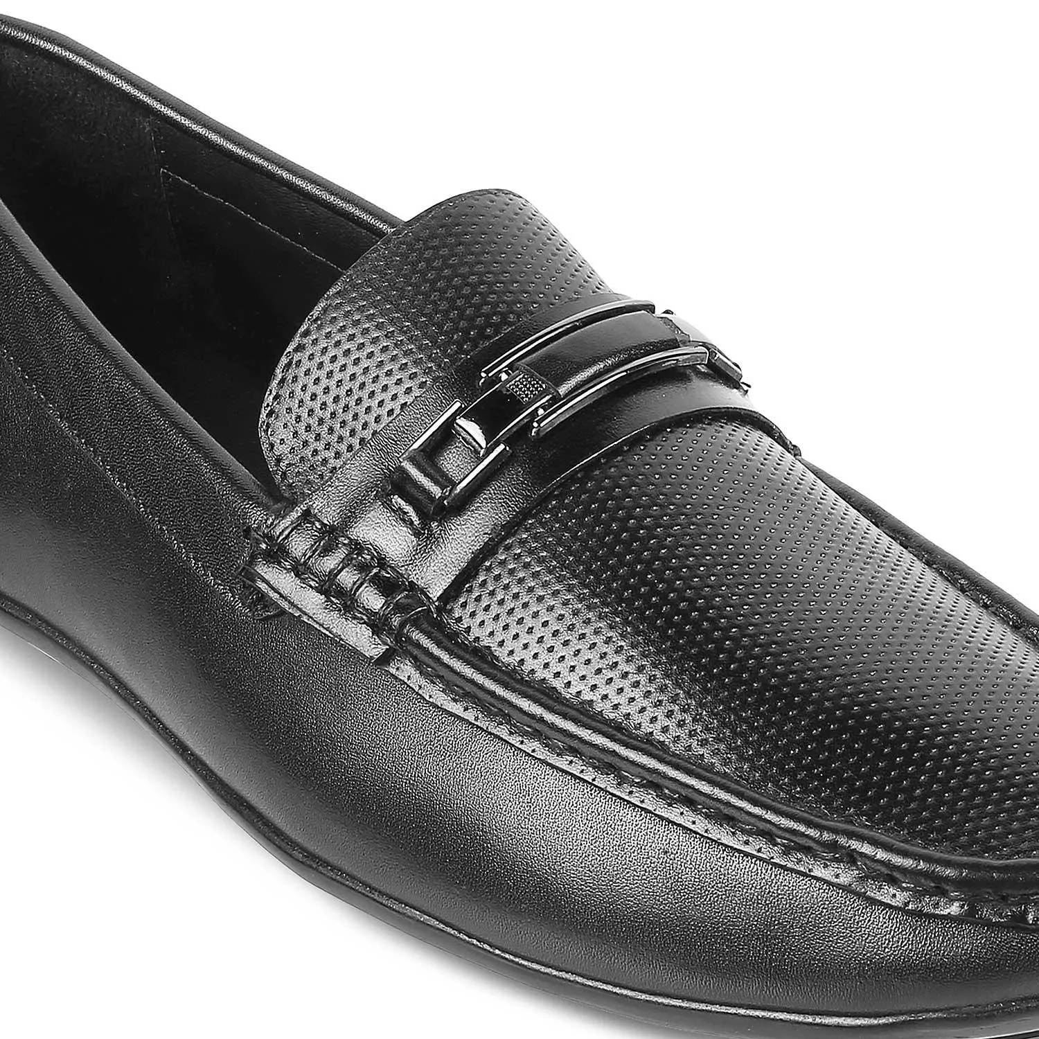 The Abia Black Men's Leather Driving Loafers Tresmode