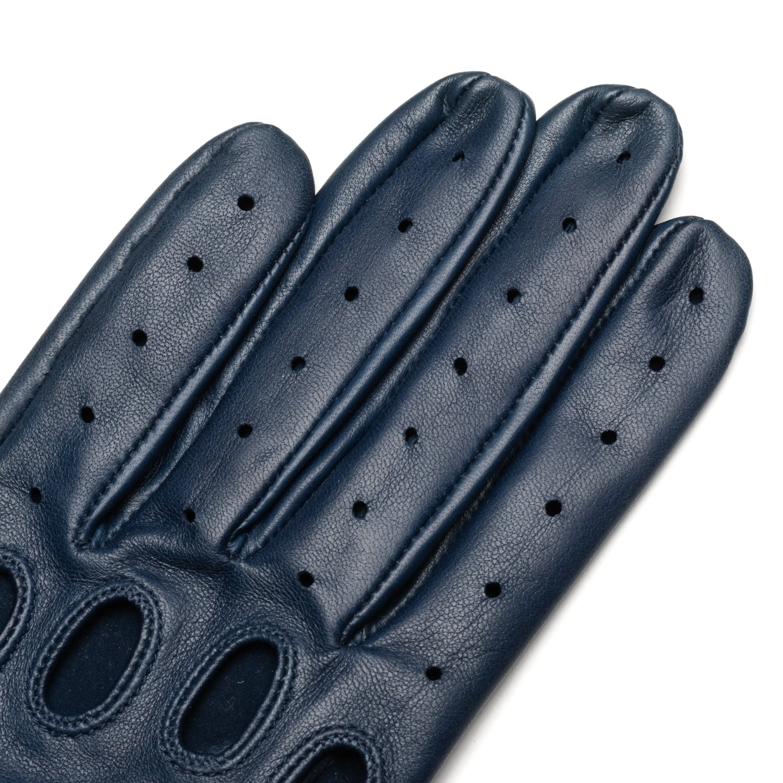 Trento Jeans Blue Leather Driving Gloves