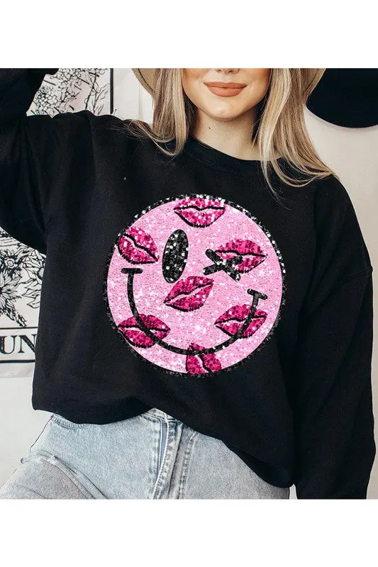 VALENTINES DAY FLEECE GRAPHIC SWEATSHIRT- BLACK