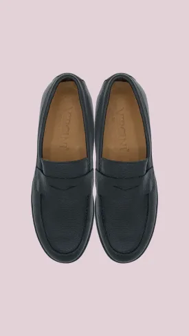 Vercini Men's Classic Leather Loafers in Black