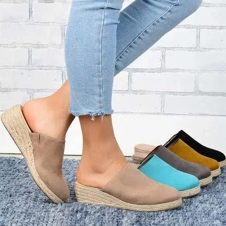 Wedge mules espadrilles wedge slide sandals