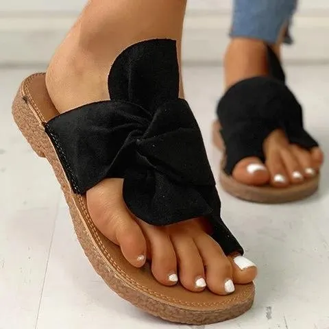 Women Casual Flat Heel Bowknot Slide Sandals