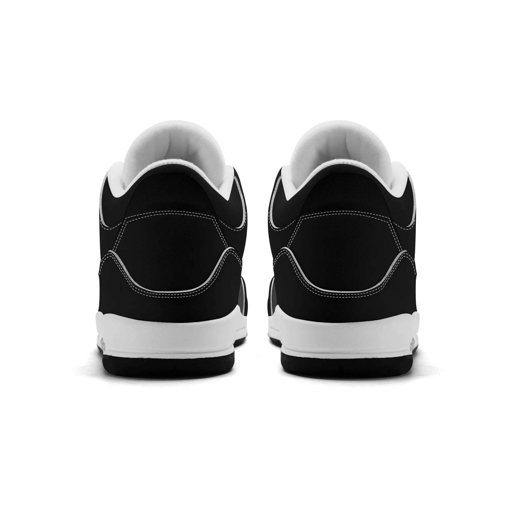 Women Leather Basketball Sneakers - Royal Black