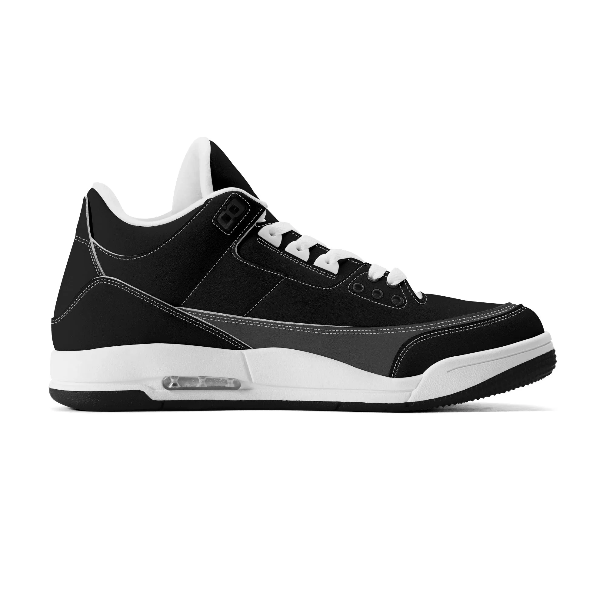 Women Leather Basketball Sneakers - Royal Black