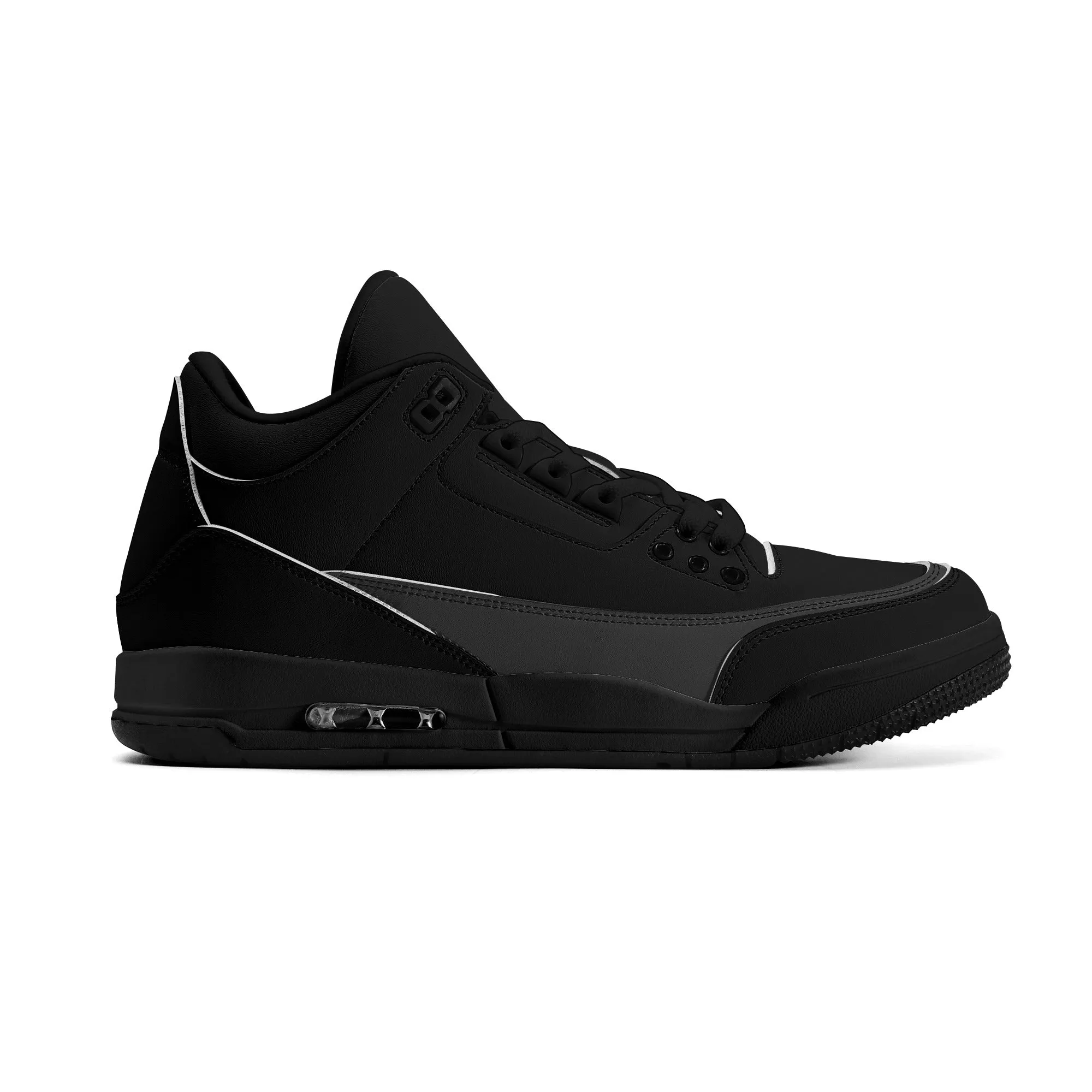 Women Leather Basketball Sneakers - Royal Black